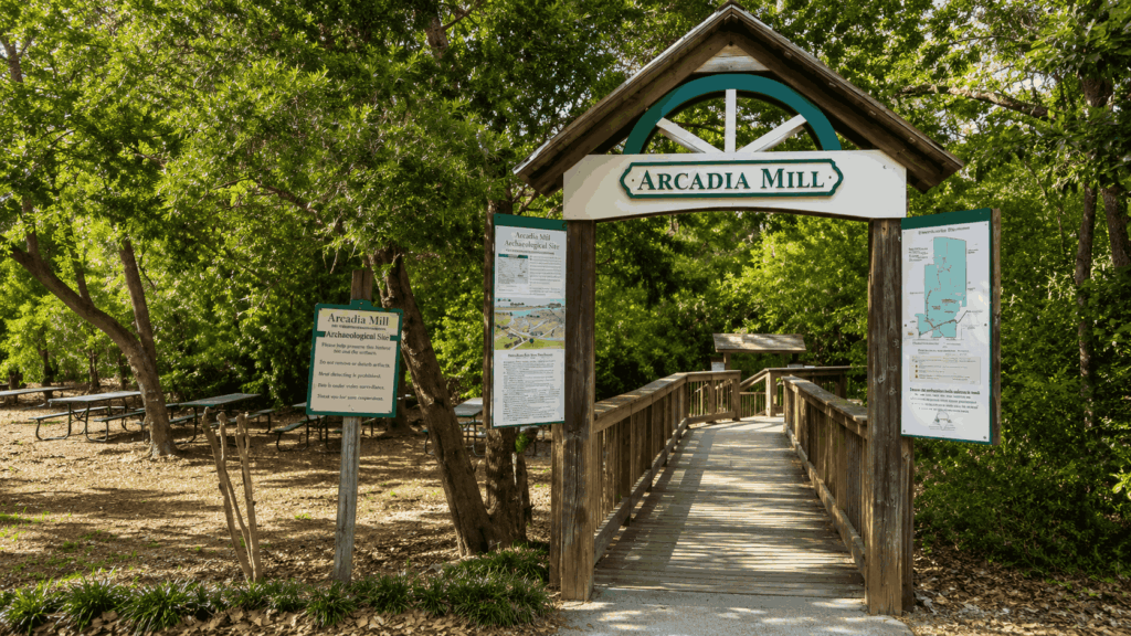 Arcadia Mill park entrance and path